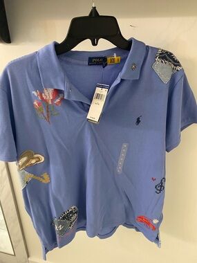 Ralph Lauren Light Blue Pique Polo Shirt with Embroidered Pony